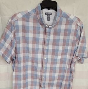 Van Heusen Red and Blue Casual Button Down Shirt